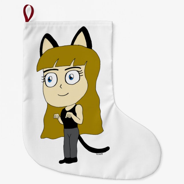 Grande Chaussette De Noël chibi catgirl (Devant)
