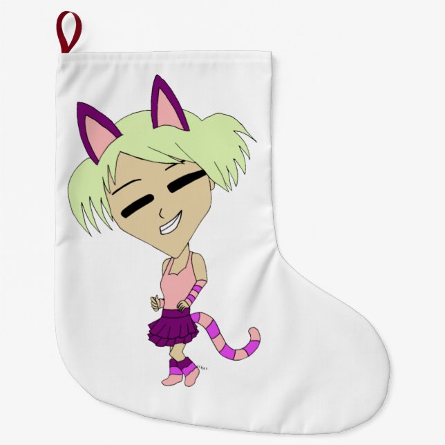 Grande Chaussette De Noël chibi catgirl (Devant)