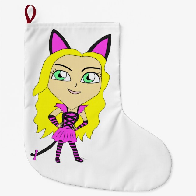 Grande Chaussette De Noël chibi catgirl (Devant)