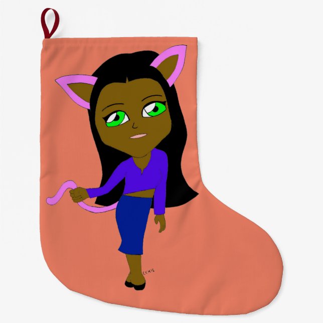 Grande Chaussette De Noël chibi catgirl (Devant)