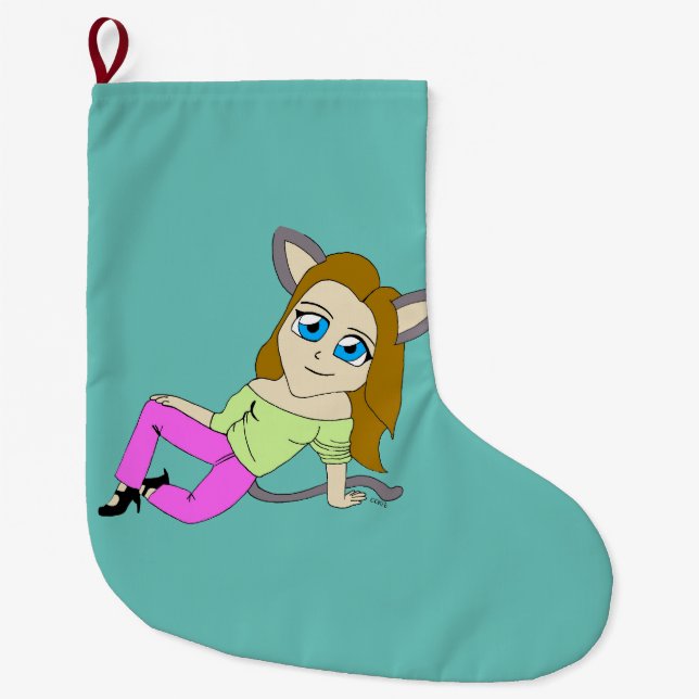 Grande Chaussette De Noël chibi catgirl (Devant)