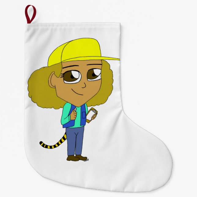 Grande Chaussette De Noël chibi fille avec queue de tigre (Devant)