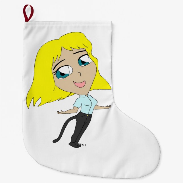 Grande Chaussette De Noël chibi fille avec une queue (Devant)