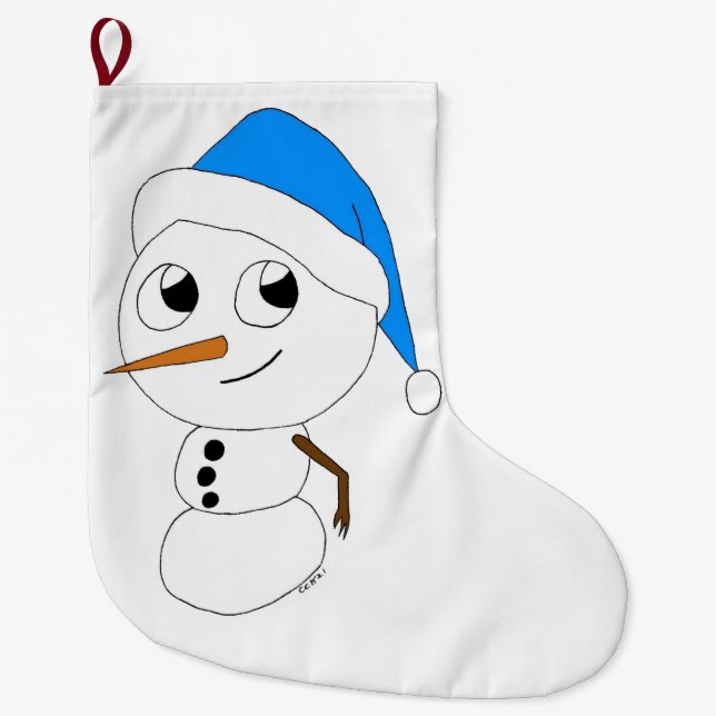 Grande Chaussette De Noël chibi snowman (Devant)