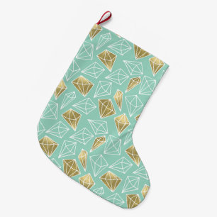 Grande Chaussette De Noël Chic Mint Gold Diamants Noël