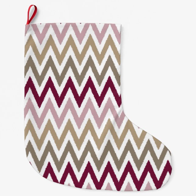 Grande Chaussette De Noël Chic Pink Gold Chevron (Devant)
