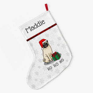 Grande Chaussette De Noël Chien Carlin de Noël de Noël de Père Noël (faon cl