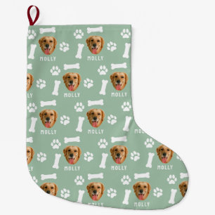 Grande Chaussette De Noël Chien customisé animal de compagnie photo et nom S