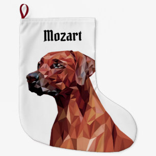 Grande Chaussette De Noël Chien géométrique Brown