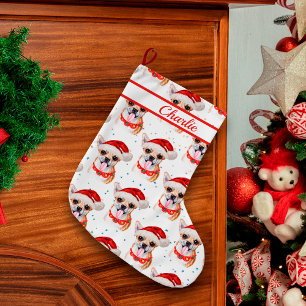 Grande Chaussette De Noël Chien personnalisé Chihuahua avec collier