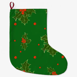 Grande Chaussette De Noël Christmas Holly