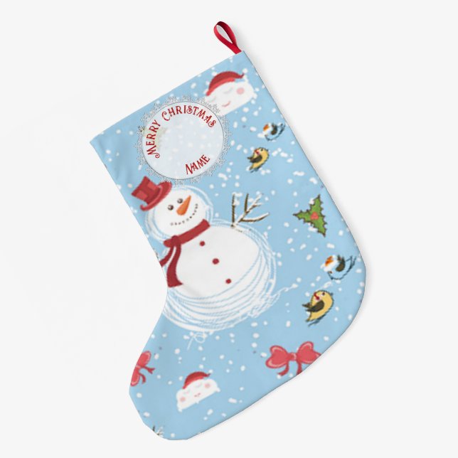 Grande Chaussette De Noël Christmas Snowman (Dos (Accrochage))