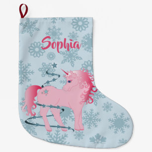 Grande Chaussette De Noël Christmas Unicorn mignonne