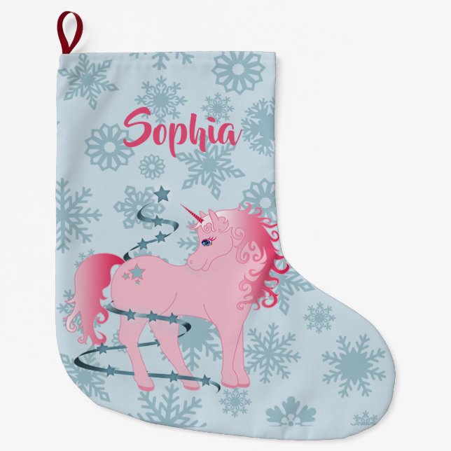 Grande Chaussette De Noël Christmas Unicorn mignonne (Devant)