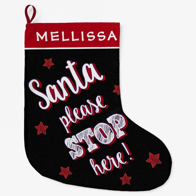 Grande Chaussette De Noël Citation de l'amusant rouge et noir (Devant)