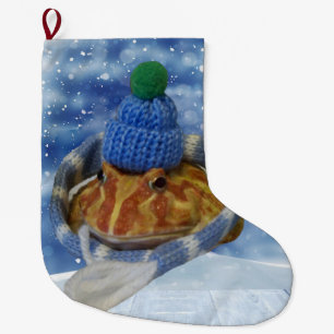Grande Chaussette De Noël Citron et grenouille