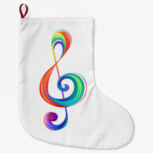 Grande Chaussette De Noël Clé arc-en-ciel