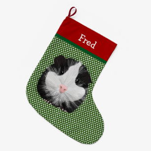 Grande Chaussette De Noël Cochon De Guinée Noir Et Blanc Personnalisé