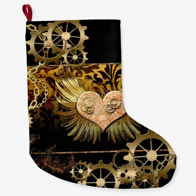 Grande Chaussette De Noël Coeur vapeur (Devant)