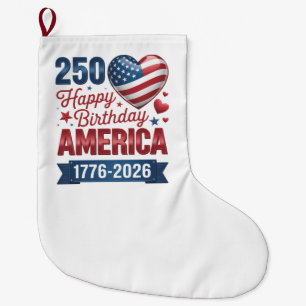 Grande Chaussette De Noël Cœurs USA 1776 2026 4 juillet