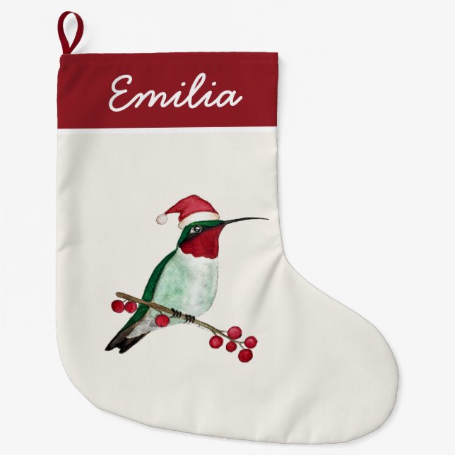Grande Chaussette De Noël Colibri à gorge rubis (Devant)