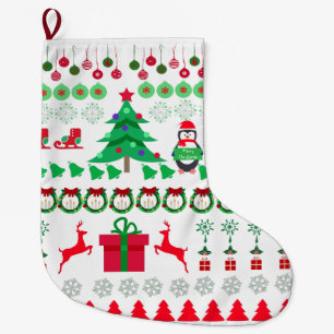 Grande Chaussette De Noël Conception de Noël de pull moche