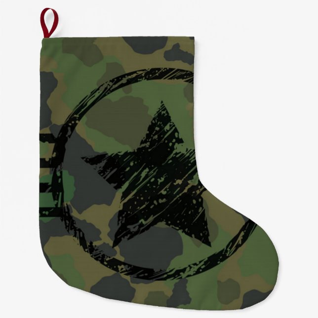 Grande Chaussette De Noël conception du camouflage militaire (Devant)