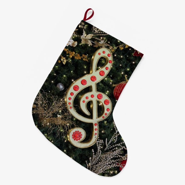 Grande Chaussette De Noël Conception musicale de bas de Noël (Devant (Accrochage))