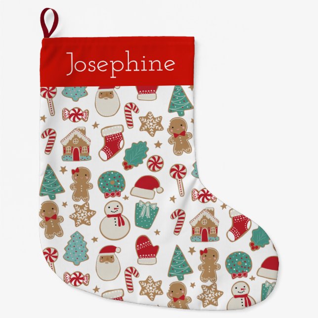Grande Chaussette De Noël Cookies de Noël Réservation de Noël (Devant)