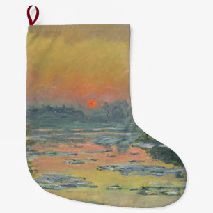 Grande Chaussette De Noël Coucher de soleil sur la Seine en hiver (Claude Mo