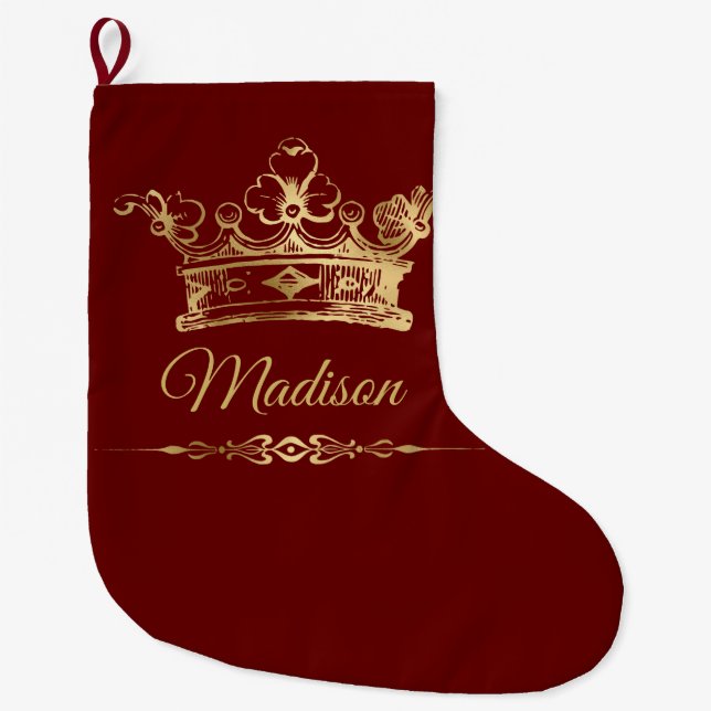 Grande Chaussette De Noël Couronne Or (Devant)