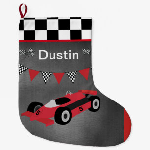 Grande Chaussette De Noël Course automobile et À damiers