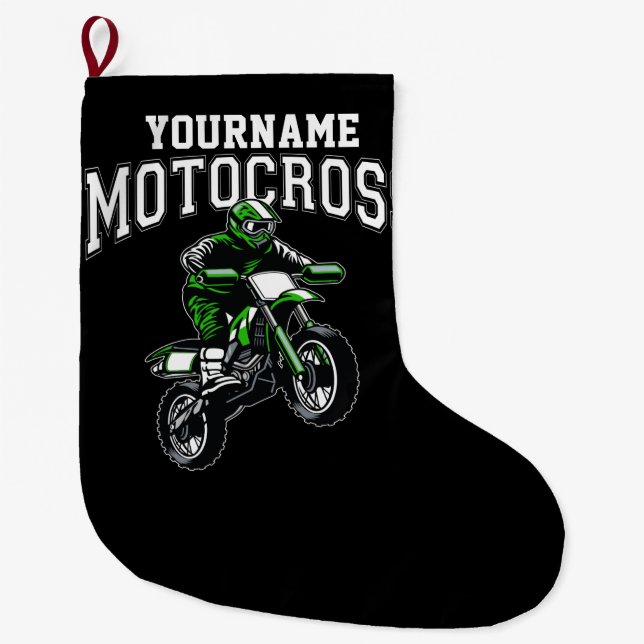 Grande Chaussette De Noël Course Motocross Dirt Bike Rider personnalisée (Devant)