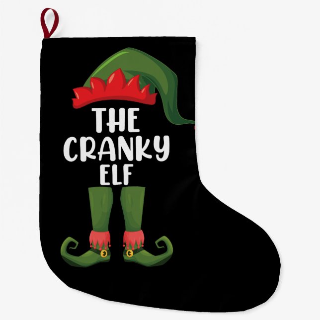 Grande Chaussette De Noël Cranky Elf Family Matching Group Noël (Devant)