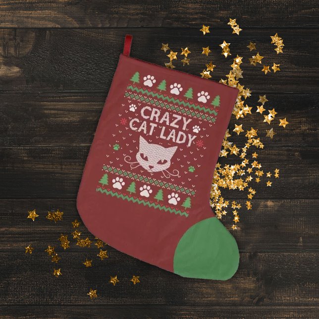 Grande Chaussette De Noël Crazy Chat Lady Vilain Sweat de Noël (Créateur téléchargé)