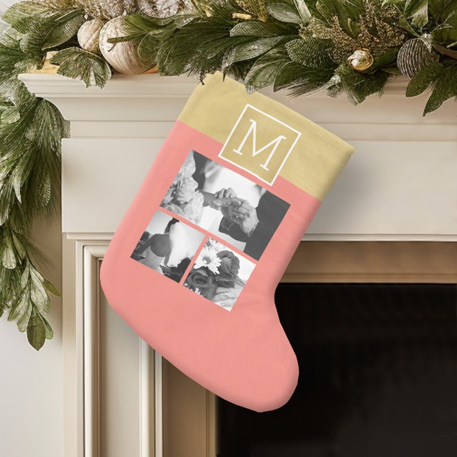 Grande Chaussette De Noël Créez votre propre collection photo Mariage Monogr (Personalized Christmas Stocking)
