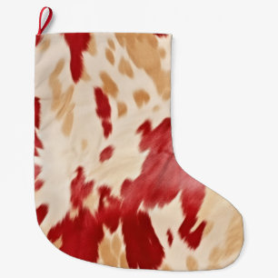 Grande Chaussette De Noël Crème blanche rouge Cowgirl occidentale