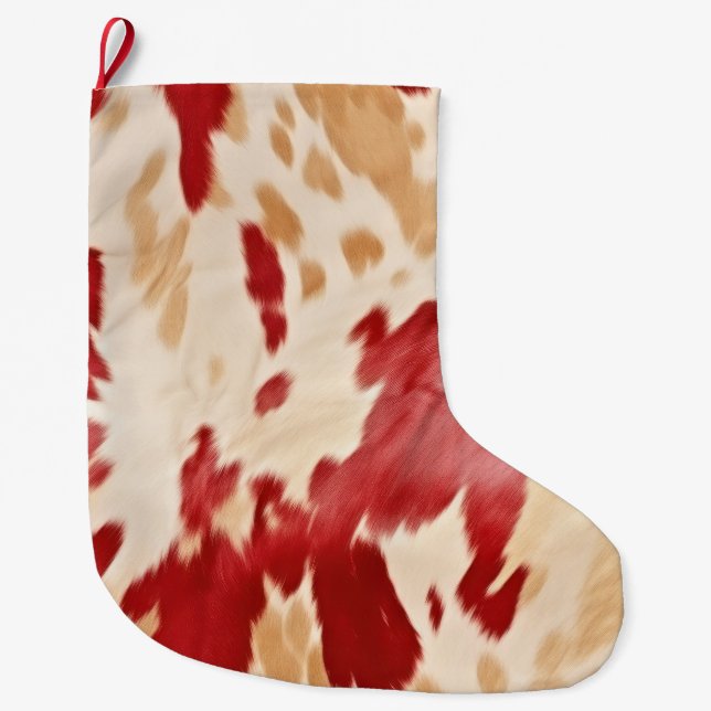 Grande Chaussette De Noël Crème blanche rouge Cowgirl occidentale (Devant)