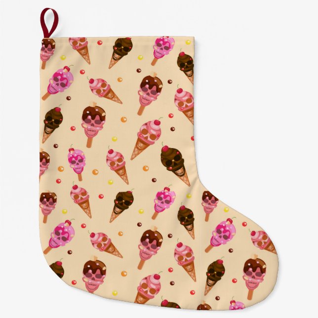 Grande Chaussette De Noël Crème glacée crâne (Devant)