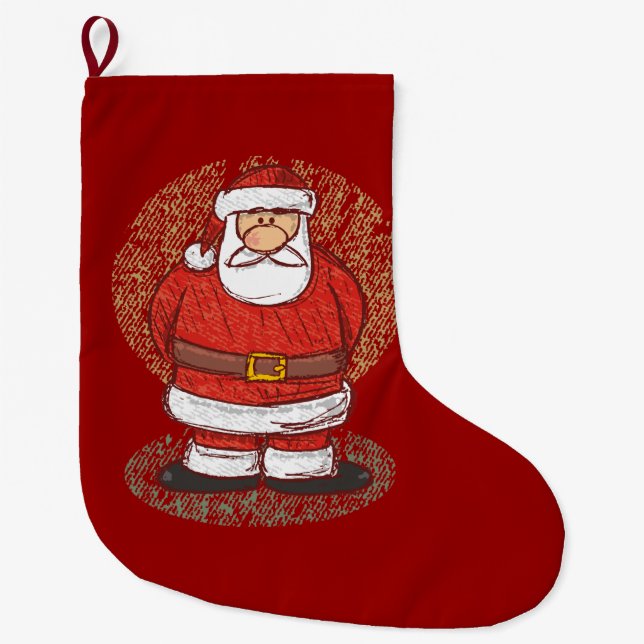 Grande Chaussette De Noël croquis père Noël (Devant)
