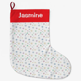 Grande Chaussette De Noël Customisable Minimal Colourful Christmas Snowflake