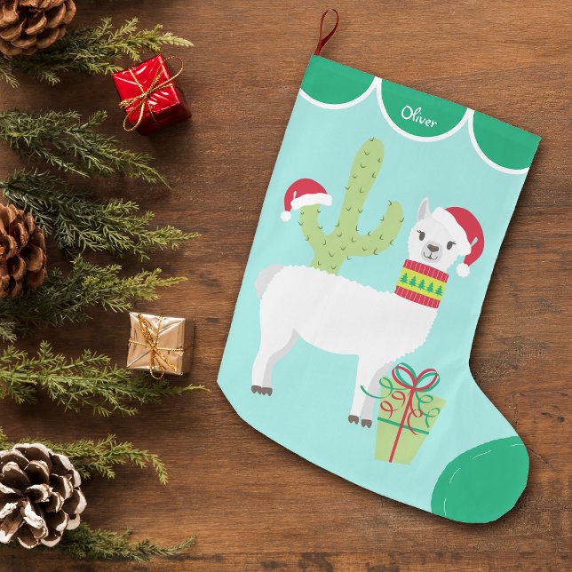 Grande Chaussette De Noël Cute blanche Llama Santa Hat (Créateur téléchargé)