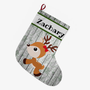 Grande Chaussette De Noël Cute Boys Festive Reindeer Personnalisé