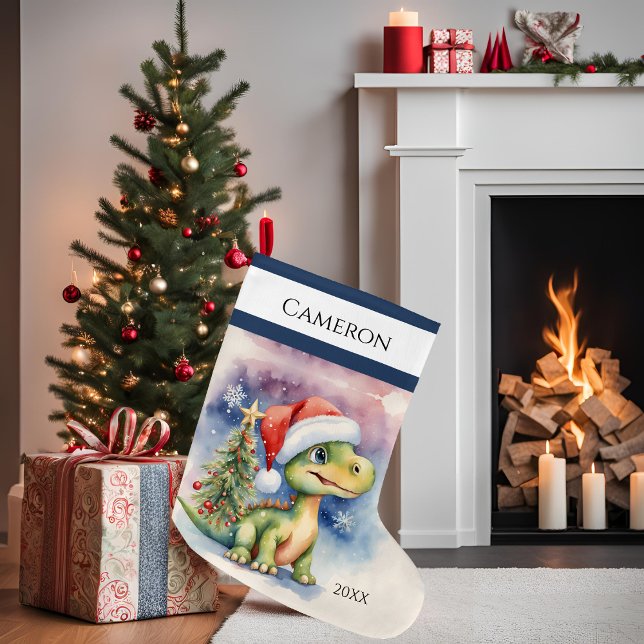 Grande Chaussette De Noël Cute Dinosaur (Créateur téléchargé)