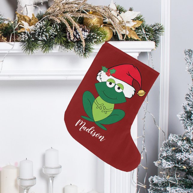 Grande Chaussette De Noël Cute Grenouille de Noël (Créateur téléchargé)