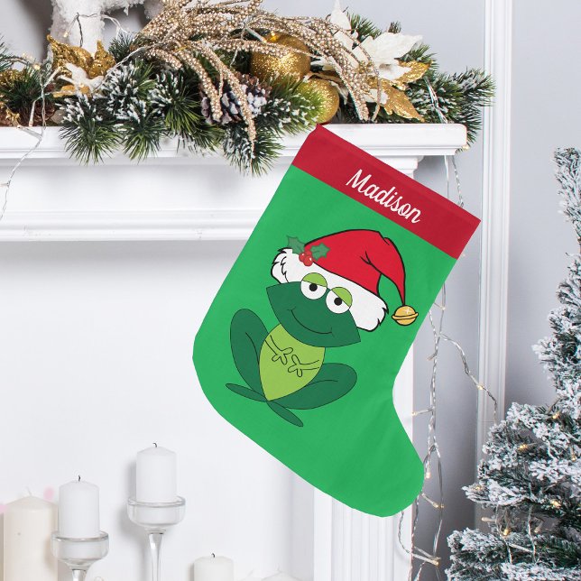 Grande Chaussette De Noël Cute Grenouille Enfants Personnalisés (Créateur téléchargé)
