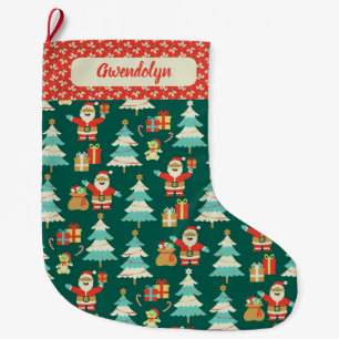 Grande Chaussette De Noël Cute Retro Père Noël personnalisable réserve de No