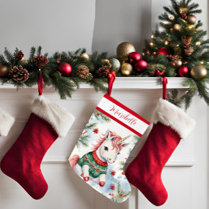 Grande Chaussette De Noël Cute Unicorn Personnalisé