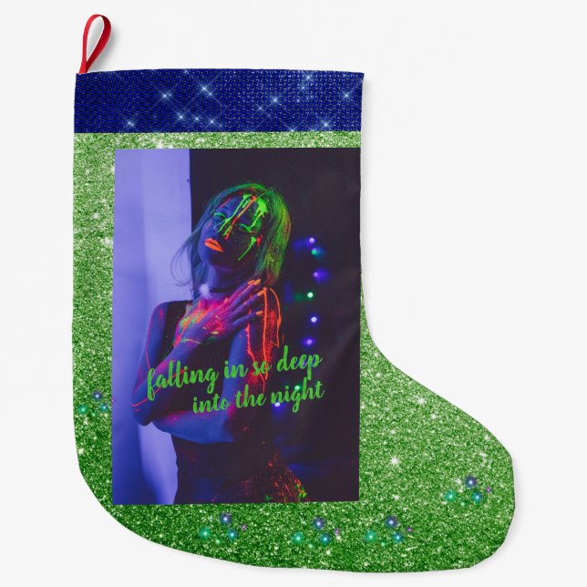 Grande Chaussette De Noël Dans la nuit Noël Stocking (Devant)