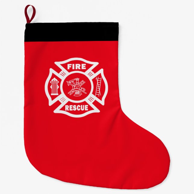 Grande Chaussette De Noël Délivrance du feu de sapeur-pompier (Devant)